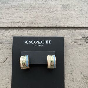 Coach earrings with blue/greenish,beige with  gold tone. Brand new